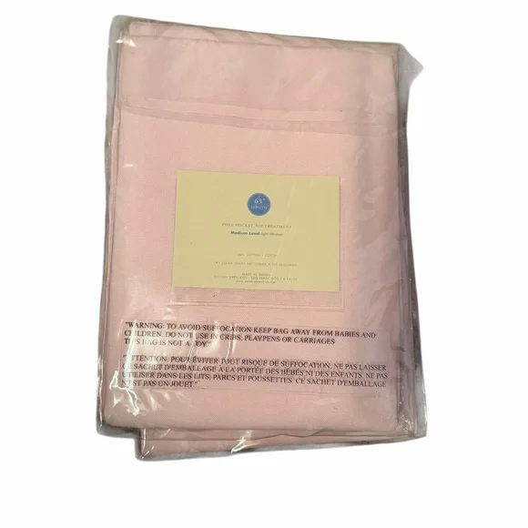 Pottery Barn Kids Pink 63x44 Sailcloth Panel Pole Pocket Pair - Picture 2 of 5